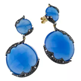 Золотые серьги c агатами и бриллиантами