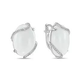 Золотые Серьги c агатами и бриллиантами