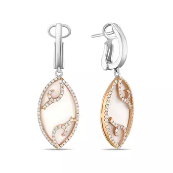 Золотые Серьги c агатами и бриллиантами