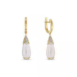 Золотые Серьги c агатами и бриллиантами