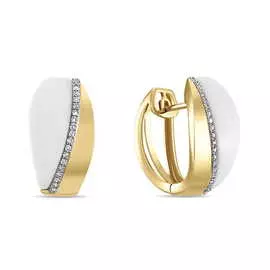 Золотые серьги c агатами и бриллиантами