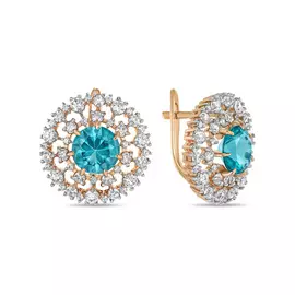 Золотые Серьги c алпанитами и фианитами