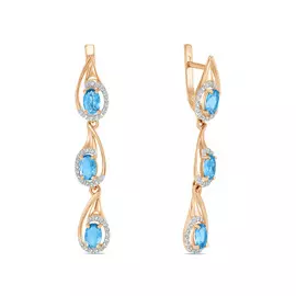 Золотые Серьги c алпанитами и фианитами