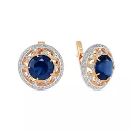 Золотые серьги c алпанитами и фианитами