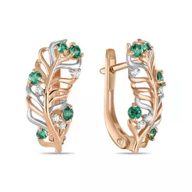 Золотые серьги c алпанитами и фианитами