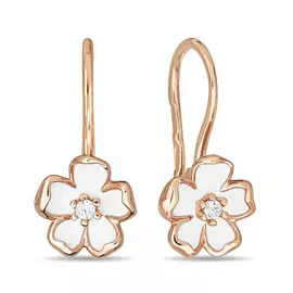 Золотые Серьги c эмалью и фианитами