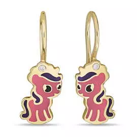 Золотые Серьги c эмалью и фианитами