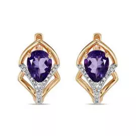 Золотые серьги c аметистами и бриллиантами