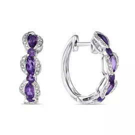 Золотые серьги c аметистами и бриллиантами