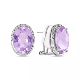 Золотые серьги c аметистами и бриллиантами