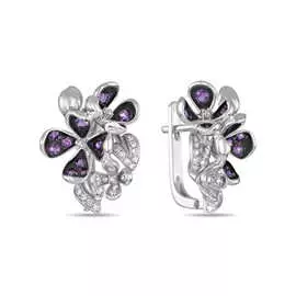 Золотые серьги c аметистами и бриллиантами