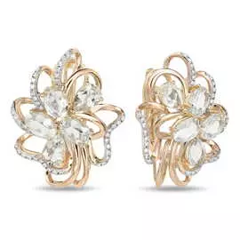 Золотые серьги c аметистами и бриллиантами