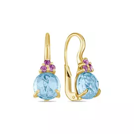 Золотые серьги c аметистами и топазом