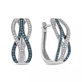 Золотые серьги c бриллиантами и цветными бриллиантами