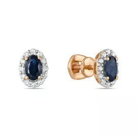 Золотые серьги c бриллиантами и сапфирами