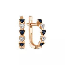 Золотые серьги c бриллиантами и сапфирами