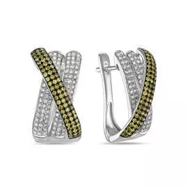 Золотые Серьги c бриллиантами и цветными бриллиантами