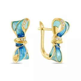 Золотые серьги c бриллиантами и эмалью