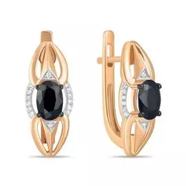 Золотые Серьги c бриллиантами и цветными сапфирами