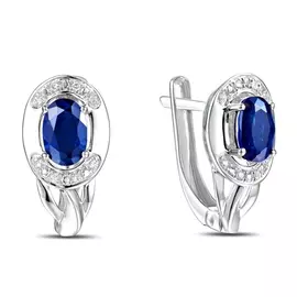 Золотые серьги c бриллиантами и цветными сапфирами