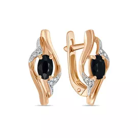 Золотые серьги c бриллиантами и цветными сапфирами