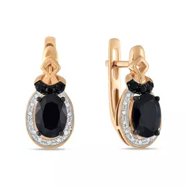 Золотые Серьги c бриллиантами и цветными сапфирами