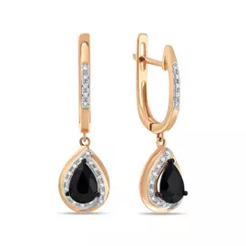 Золотые Серьги c бриллиантами и цветными сапфирами