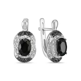 Золотые Серьги c бриллиантами и цветными сапфирами