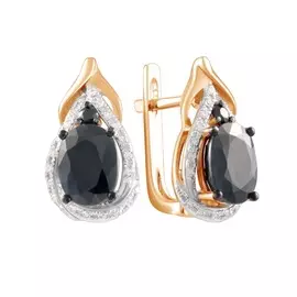 Золотые Серьги c бриллиантами и цветными сапфирами