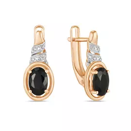 Золотые серьги c бриллиантами и цветными сапфирами