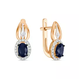 Золотые Серьги c бриллиантами и цветными сапфирами