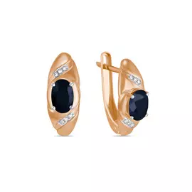 Золотые Серьги c бриллиантами и цветными сапфирами