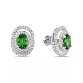 Золотые серьги c бриллиантами и гранатами