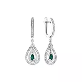 Золотые Серьги c бриллиантами и изумрудами