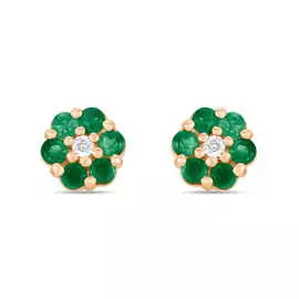 Золотые серьги c бриллиантами и изумрудами