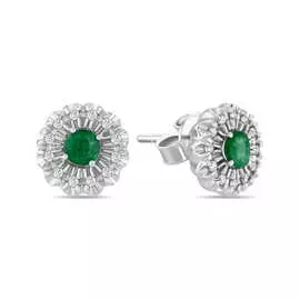 Золотые Серьги c бриллиантами и изумрудами