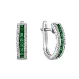 Золотые Серьги c бриллиантами и изумрудами