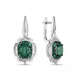 Золотые Серьги c бриллиантами и изумрудами