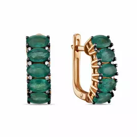 Золотые серьги c бриллиантами и изумрудами