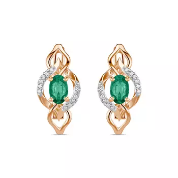 Золотые серьги c бриллиантами и изумрудами