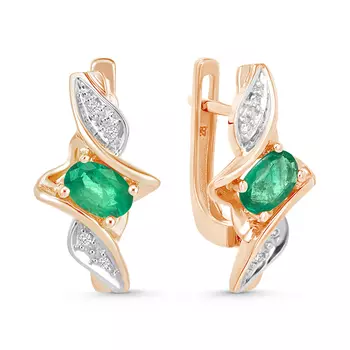 Золотые серьги c изумрудами и бриллиантами