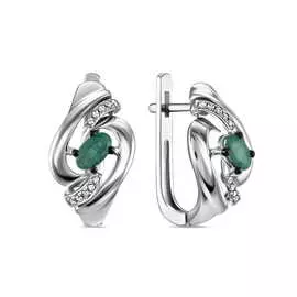 Золотые серьги c бриллиантами и изумрудами