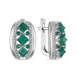 Золотые серьги c бриллиантами и изумрудами