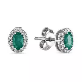 Золотые серьги c бриллиантами и изумрудами