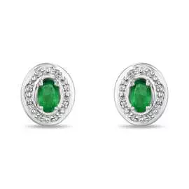 Золотые серьги c бриллиантами и изумрудами