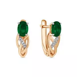 Золотые Серьги c бриллиантами и изумрудами