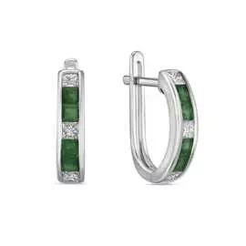 Золотые Серьги c бриллиантами и изумрудами