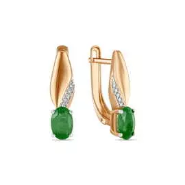 Золотые Серьги c бриллиантами и изумрудами