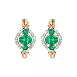 Золотые серьги c бриллиантами и изумрудами