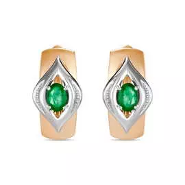 Золотые Серьги c бриллиантами и изумрудами